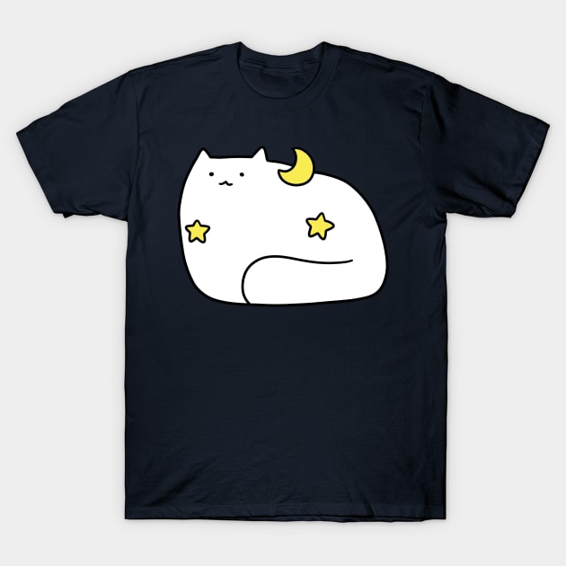 Stars and Moon White cat T-Shirt by saradaboru